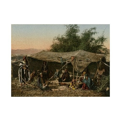 Tent of nomadic Bedouins and inhabitants on the Jordan