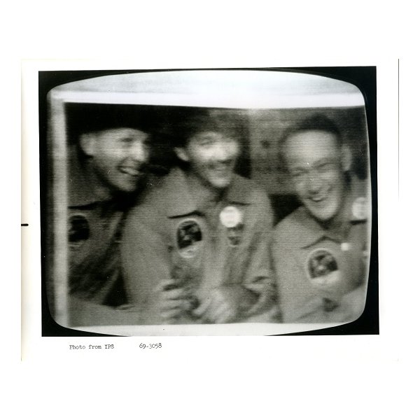 Les astronautes en quarantaine à leur retour sur Terre, le 24 juillet 1969