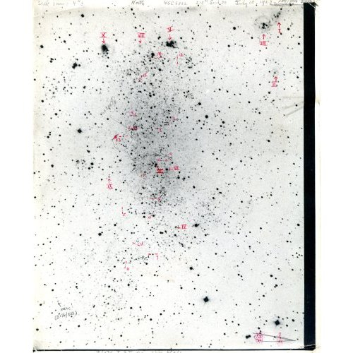 Barnard Galaxy (NGC6822), avec écriture manuscrite de Hubble