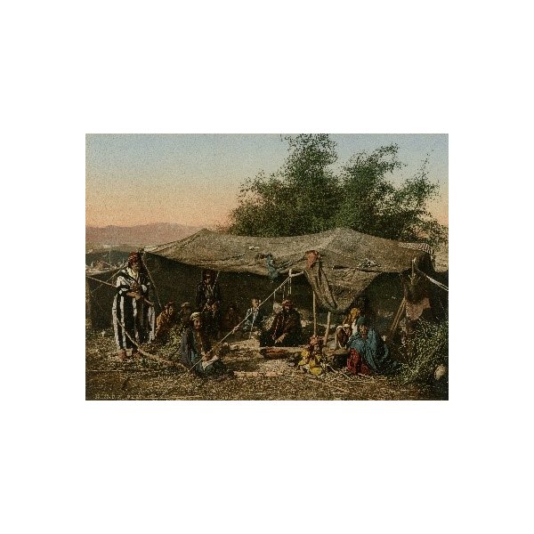 Tente de bédouins nomades et ses habitants sur le Jourdain