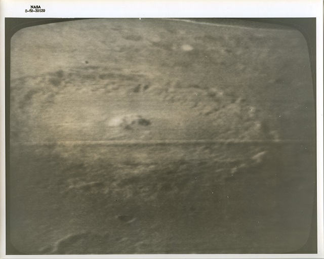Crater Langrenus Apollo 11 TV view on Moon July 19, 1969