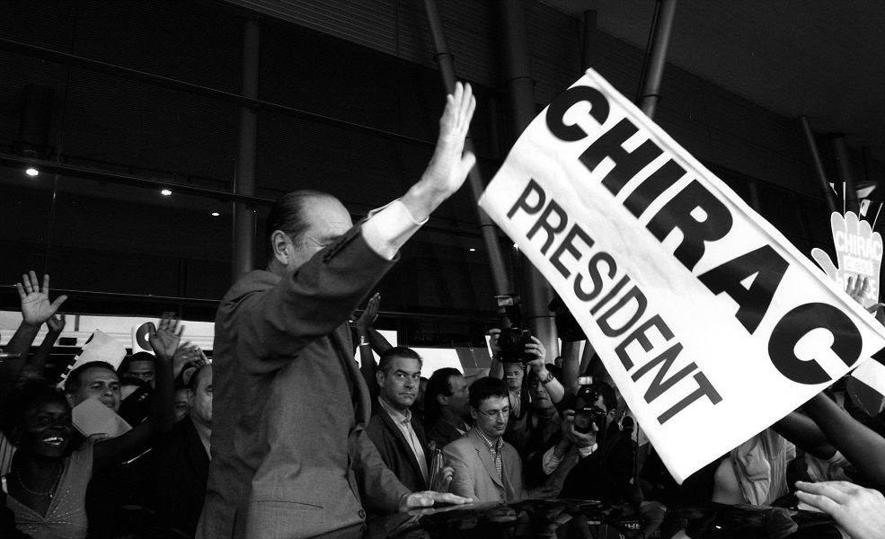 Jacques Chirac greets the crowd